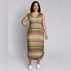 NWT Lane Bryant Striped Side-Tie Midi Dress Size 14/16